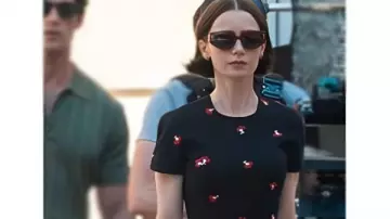 Emily In Paris S5 Lily Collins Floral Print Midi Dress worn by Emily Cooper (Lily Collins) in Emily in Paris (S05)