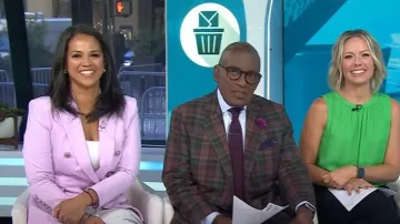 Veronica Beard Miller Dickey Jacket in Barely Orchid worn by Laura Jarrett as seen in Today on August 26, 2025