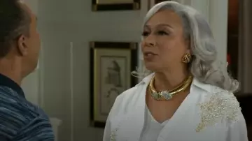 Alex Bittar Solanales Two-Tone & Crystal Twisted Button Stud Earring worn by Anita Dupree (Tamara Tunie) as seen in Beyond the Gates (S01E117)