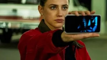 Lili Reinhart Red Jacket worn by Daisy Moriarty (Lili Reinhart) in American Sweatshop || American Sweatshop 2025 Lili Reinhart Red Jacket