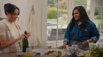 Valentino Garavani VLogo Signature Reversible Leather Belt worn by Mindy Kaling as seen in With Love, Meghan (S01E02)