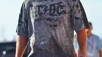 ACDC Back In Black T-Shirt worn by Travis Kelce