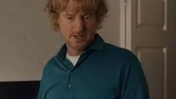 Stick Owen Wilson Blue Long Sleeve Polo Shirt worn by Pryce Cahill (Owen Wilson) in Stick (S01)