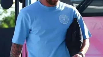 Camiseta azul usada por Lionel Messi en la Inter Miami Leagues Cup