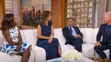 Robe à imprimé coquelicot Oscar de la Renta portée par Deborah Roberts comme on le voit dans Good Morning America le 27 août 2025