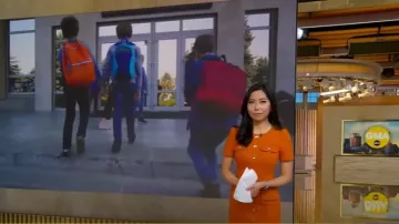 Karen Millen Tailored Short Sleeve Utility Pencil Midi Dress worn by Selina Wang as seen in Good Morning America on August 27, 2025