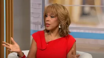 Karen Millen Fold-Detail Pencil Dress worn by Gayle King as seen in CBS Mornings on August 26, 2025