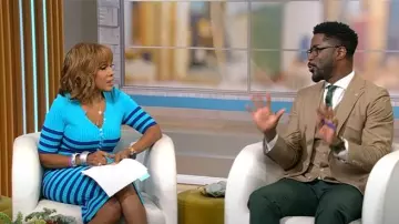 Altuzarra Sunday Striped Ribbed Stretch-Knit Dress worn by Gayle King as seen in CBS Mornings on August 27, 2025