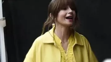 Emily In Paris S04 Emily Cooper Yellow Jacket worn by Emily Cooper (Lily Collins) as seen in Emily in Paris (S04)