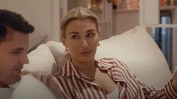 Missguided Striped Button Down Shirt And Elastic Waist Shorts Coord worn by Billie Faiers as seen in Sam & Billie: Sister Act (S01E01)