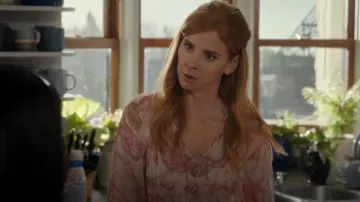 Zimmermann Ruffled Floral Print Crepon Blouse worn by Katherine Walter (Sarah Rafferty) as seen in My Life with the Walter Boys (S02E07)