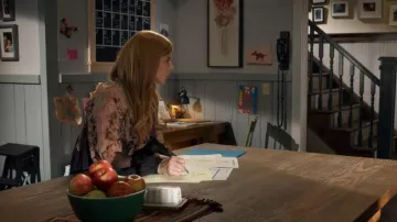 Zimmermann Ruffled Paisley Print Crepon Blouse worn by Katherine Walter (Sarah Rafferty) as seen in My Life with the Walter Boys (S02E08)