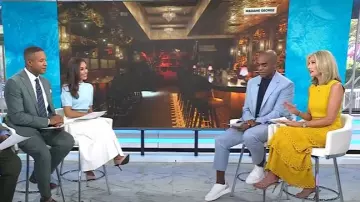 Lela Rose Crochet Ruffle Pointelle Knit Sleeveless Midi Dress worn by Misty Belles as seen in Today on August 28, 2025