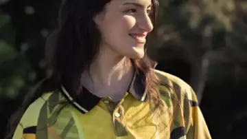 Lilli Kay Yellow Jersey Shirt worn by Zero (Lilli Kay) in Stick (S01) || Stick S01 Lilli Kay Yellow Jersey Shirt