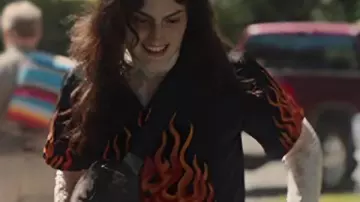 Stick 2025 Lilli Kay Flames Print Black Shirt worn by Zero (Lilli Kay) in Stick (S01)