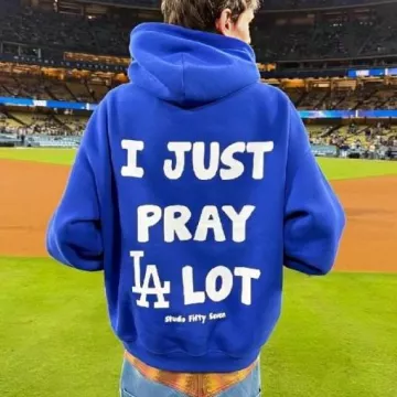 I Just Pray A Lot Dodgers Blue Hoodie