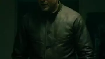 MobLand 2025 Tom Hardy Black Leather Jacket worn by Harry Da Souza (Tom Hardy) in MobLand (S01)