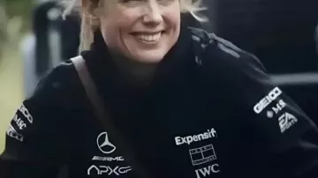 Kerry Condon Black Jacket worn by Kate McKenna (Kerry Condon) in F1 || F1 The Movie 2025 Kerry Condon Black Jacket