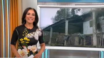 Alice + Olivia Delora Dress worn by Michelle Miller as seen in CBS Mornings on August 31, 2025