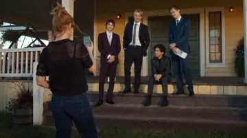 Mother The Hustler Roller Sneak High Rise Wide Leg Jeans worn by Katherine Walter (Sarah Rafferty) as seen in My Life with the Walter Boys (S02E05)