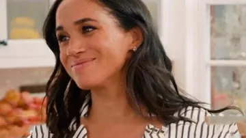 With Love Meghan Striped Dress worn by Self (Meghan Markle) as seen in With Love, Meghan (S02E02)