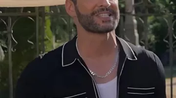 The Thursday Murder Club 2025 Tom Ellis Knitted Shirt worn by Jason (Tom Ellis) in The Thursday Murder Club