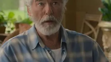 The Thursday Murder Club 2025 Pierce Brosnan Blue Shirt worn by Ron (Pierce Brosnan) in The Thursday Murder Club