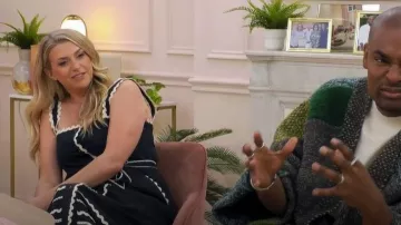 Robe midi en coton Ricrac de French Connection Cambria en noir et blanc portée par Anna Williamson comme on le voit dans Celebs Go Dating (S014E11)