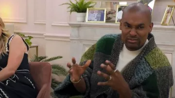 Kapital Capital 3G Wool Hand Knit Tuguhagi Kesa Cardigan worn by Paul C Brunson as seen in Celebs Go Dating (S014E11)
