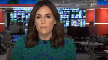 Boden High Neck Tiered Jersey Dress worn by Hallie Jackson as seen in Today on September 1, 2025