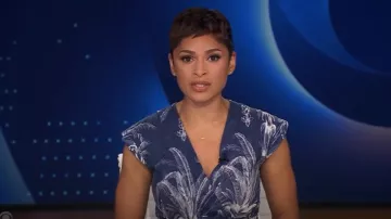 Vestido midi con estampado de palmeras con cinturón de Marella usado por Jericka Duncan como se ve en CBS Evening News el 1 de septiembre de 2025