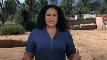 Anne Klein Steffi Zip Denim Dress portée par Elise Preston telle que vue dans CBS Evening News le 1er septembre 2025