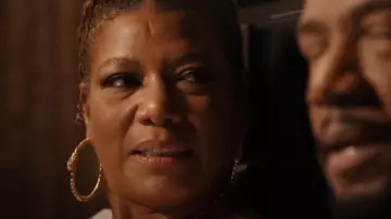 Alexis Bittar Serpent 14K Gold Plated & Glass Crystal Hoop Earrings worn by Robyn McCall (Queen Latifah) as seen in The Equalizer (S05E18)