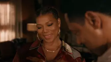 Alexis Bittar Serpent 14K Gold Plated & Glass Crystal Hoop Earrings worn by Robyn McCall (Queen Latifah) as seen in The Equalizer (S05E18)