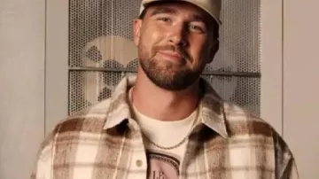 Heavyweight Plaid Overshirt worn by Travis Kelce in Travis Kelce Takes a Big Hit and Gets Dizzy | Titans vs. Chiefs | NFL