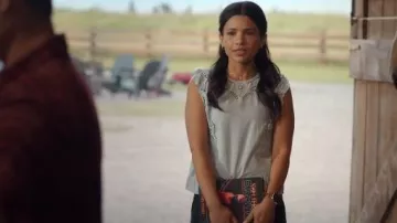Anthropologie Cutwork Lace Hanky Blouse worn by Jackie Howard (Nikki Rodriguez) as seen in My Life with the Walter Boys (S02E01)