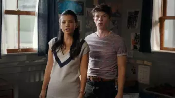 Rock n Roll All Over Aztec Print Tee worn by Alex Walter (Ashby Gentry) as seen in My Life with the Walter Boys (S02E04)