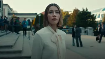 Theory Long Sleeve Weekender TIE Neck Shirt worn by Chloe Taylor (Jessica Biel) as seen in The Better Sister (S01E06)