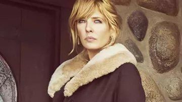Kelly Reilly Yellowstone Fur Shawl Collar Coat worn by Beth Dutton (Kelly Reilly) in Yellowstone (S05)