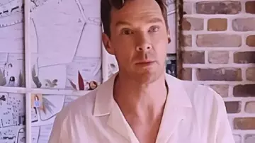 The Roses White Striped Shirt worn by Theo (Benedict Cumberbatch) as seen in The Roses