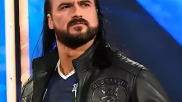 Drew McIntyre Smackdown Black Leather Jacket of Drew McIntyre in WWE The SmackDown LowDown