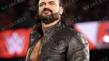 Black Leather Jacket of Drew McIntyre in WWE The SmackDown LowDown