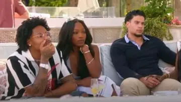 Fashion Nova Rebel Racer Oversized Johnny Collar Sweater Polo - Black/combo worn by Kordell Beckham as seen in Love Island: Beyond the Villa (S01E08)