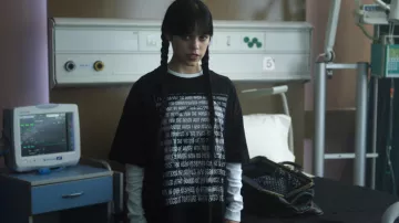 Allan Poe The Pit and the Pendulum Skull T-Shirt worn by Wednesday Addams / Goody Addams (Jenna Ortega) in Wednesday (S02E05)