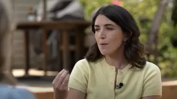 Kimuchi Blue Rachel Short Sleeve Cardigan worn by Liz Kreutz as seen in Today on September 3, 2025