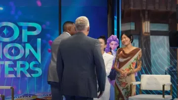 Vestido floral de seda vintage de Jean Paul Gaultier usado por May Hong como se ve en Good Morning America el 2 de septiembre de 2025