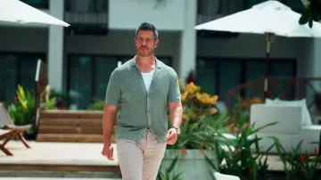 Reiss Royce Short Sleeve Cuban Hexagon Pointelle Shirt worn by Jesse Palmer as seen in Bachelor in Paradise (S10E09)