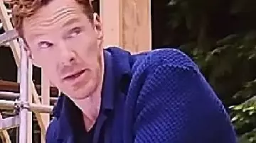 Benedict Cumberbatch The Roses 2025 Blue Crochet Coat worn by Theo (Benedict Cumberbatch) as seen in The Roses