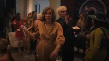 Zimmermann Silk Crop Wrap Top worn by Patty Leigh (Catherine O'Hara) as seen in The Studio (S01E09)