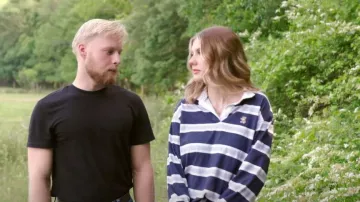 Hollister Long Sleeve Striped Polo Top worn by Teegan Nichols as seen in Welcome to Plathville (S07E07)